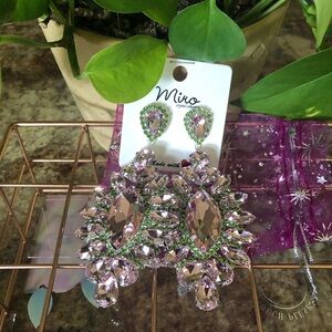 I Pink and Green Crystal Earrings